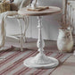 Mesa de centro individual con pedestal de metal redondo de madera maciza francesa
