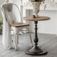 Mesa de centro individual con pedestal de metal redondo de madera maciza francesa