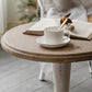 Mesa de centro individual con pedestal de metal redondo de madera maciza francesa