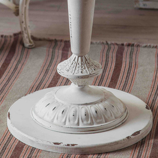 フランスカントリーソリッドウッドラウンドメタルペデスタルシングルコーヒーテーブル