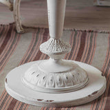 French Country Solid Wood Round Metal Pedestal Single Coffee Table