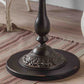 Mesa de centro individual con pedestal de metal redondo de madera maciza francesa