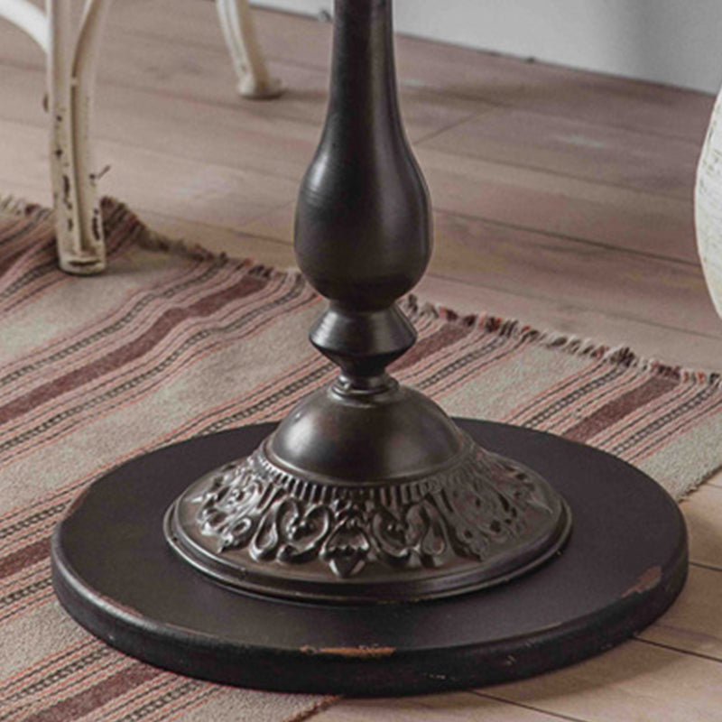 Mesa de centro individual con pedestal de metal redondo de madera maciza francesa