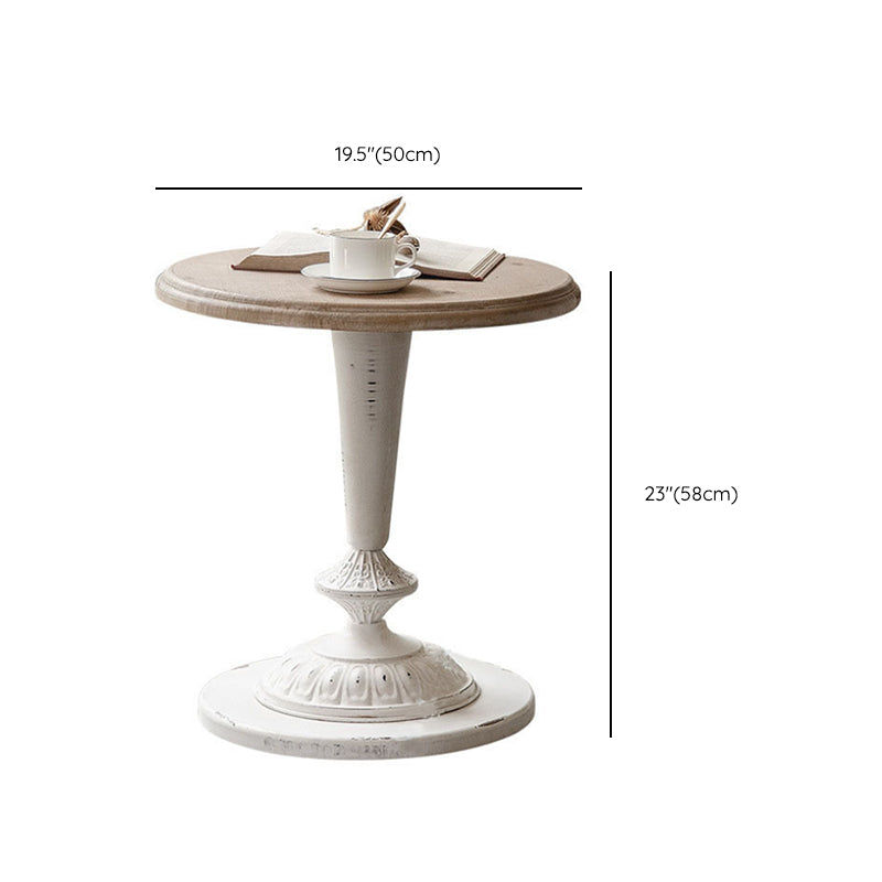 Mesa de centro individual con pedestal de metal redondo de madera maciza francesa