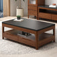 Modern 4 Legs with Storage Drawers Rectangular Single Coffee Table Walnut+Black Clearhalo 'Coffee & Accent Tables' 'Coffee Tables' 'coffee_tables' 'furn' 'furn_coffee_tables' 'Furniture' 'Living Room Furniture' 6099494