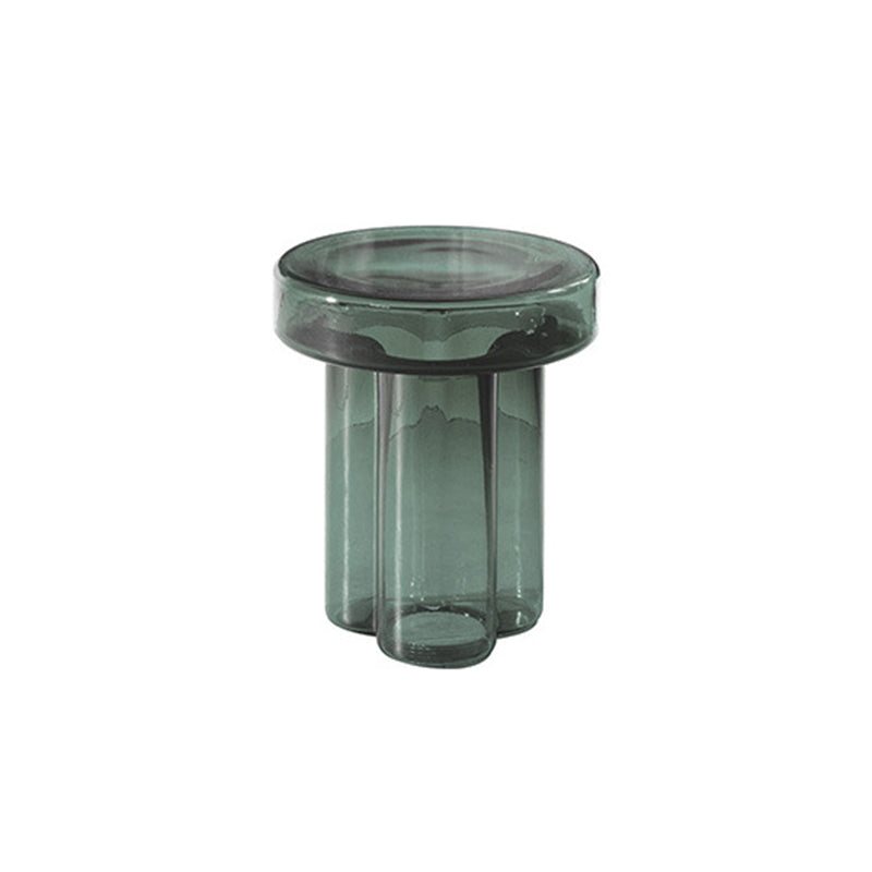 Modern Glass Coffee Table with Round Top and One Foot for Living Room 15"L x 15"W x 18"H Green Clearhalo 'Coffee & Accent Tables' 'Coffee Tables' 'coffee_tables' 'furn' 'furn_coffee_tables' 'Furniture' 'Living Room Furniture' 6099534