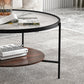 Contemporary 3 Legs Glass with Storage Shelf Round Single Coffee Table Clearhalo 'Coffee & Accent Tables' 'Coffee Tables' 'coffee_tables' 'furn' 'furn_coffee_tables' 'Furniture' 'Living Room Furniture' 6099544