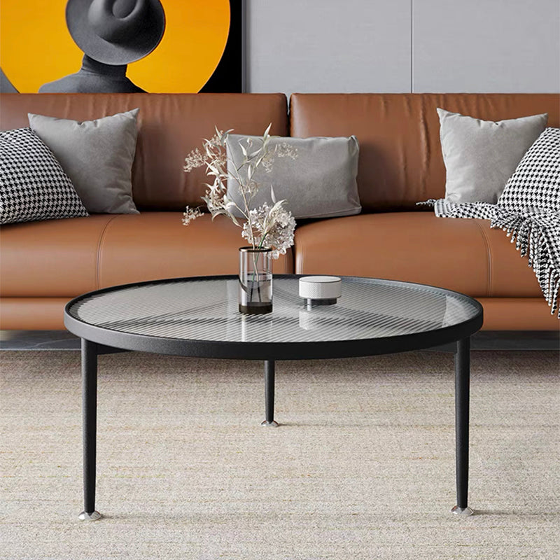 Contemporary Cocktail Table 3 Legs Glass Round Single Coffee Table
