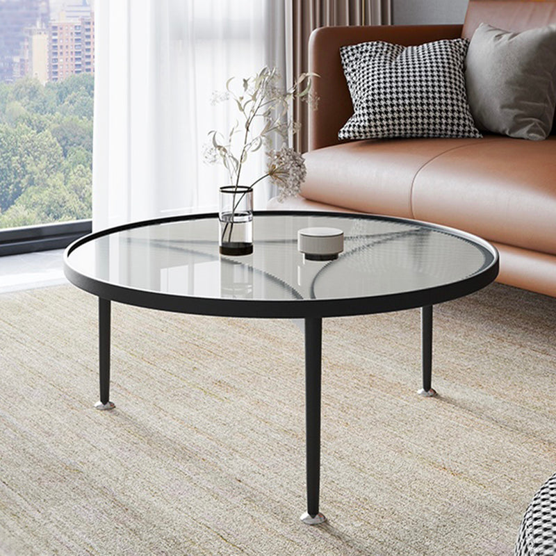 Contemporary Cocktail Table 3 Legs Glass Round Single Coffee Table