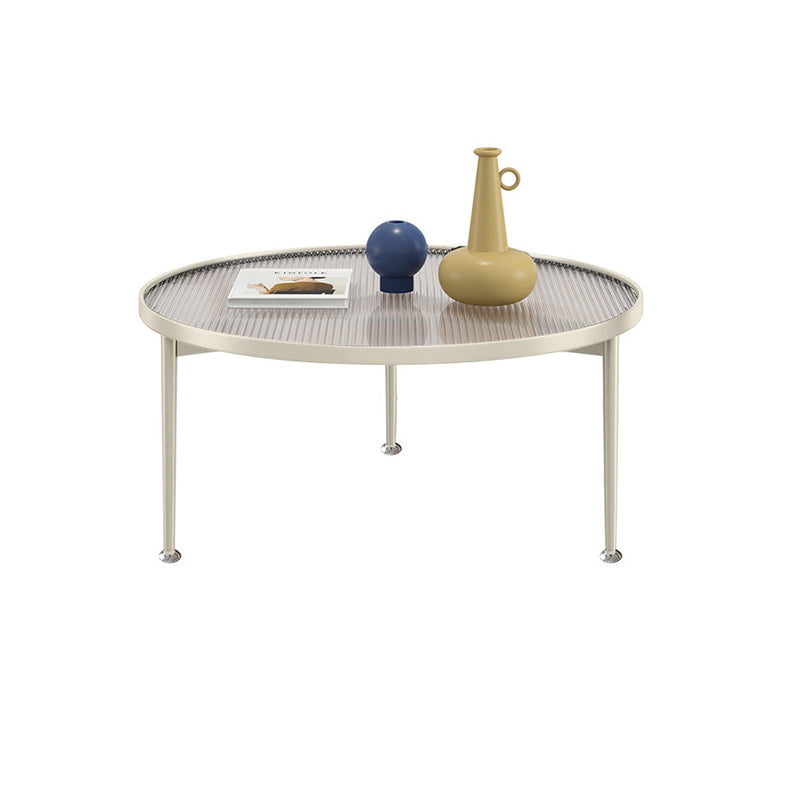 Contemporary Cocktail Table 3 Legs Glass Round Single Coffee Table