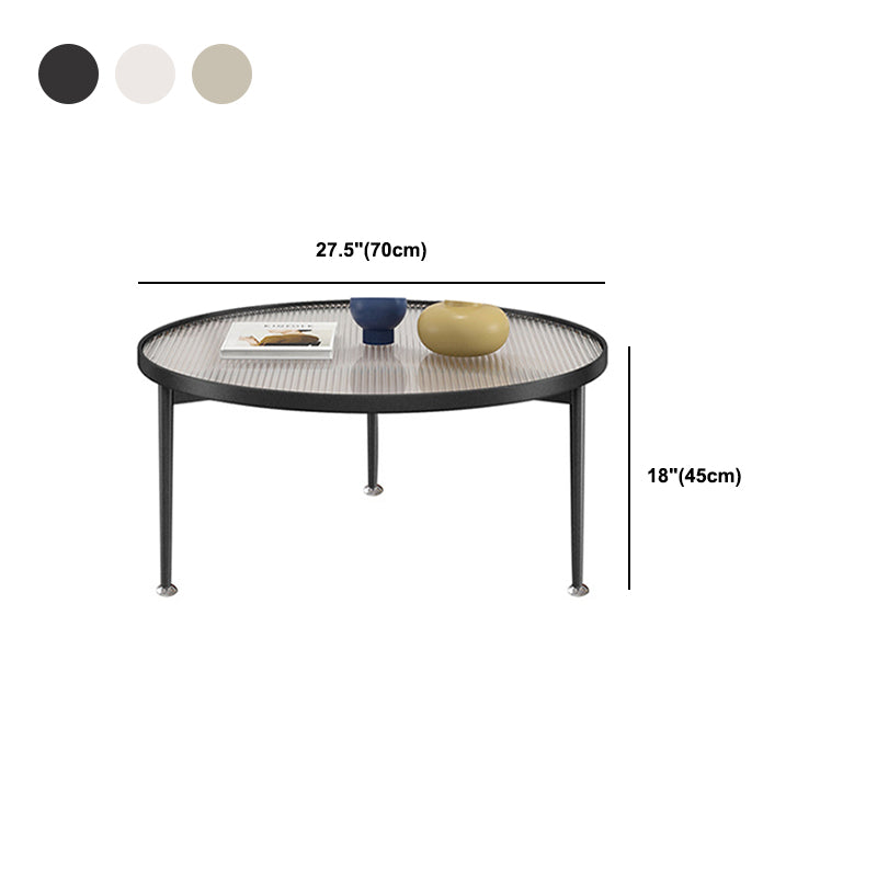 Contemporary Cocktail Table 3 Legs Glass Round Single Coffee Table
