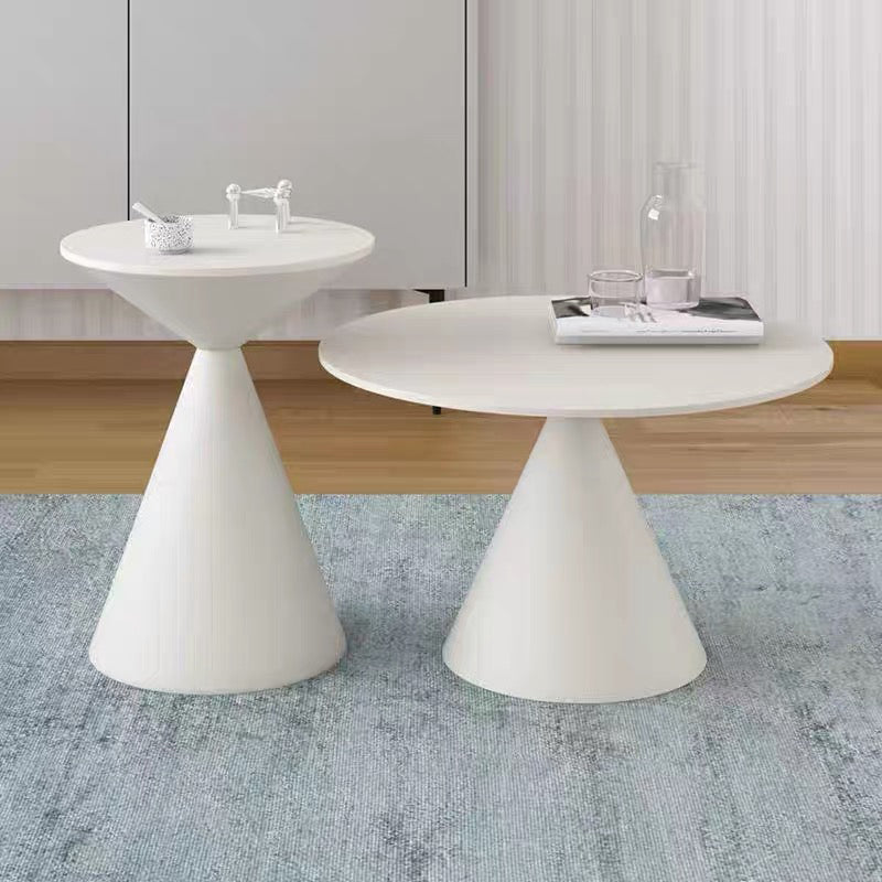 Mid-Century Modern Cocktail Table Pedestal Metal Coffee Table 24"L x 24"W x 16.5"H + 16"L x 16"W x 22"H White Clearhalo 'Coffee & Accent Tables' 'Coffee Tables' 'coffee_tables' 'furn' 'furn_coffee_tables' 'Furniture' 'Living Room Furniture' 6099566