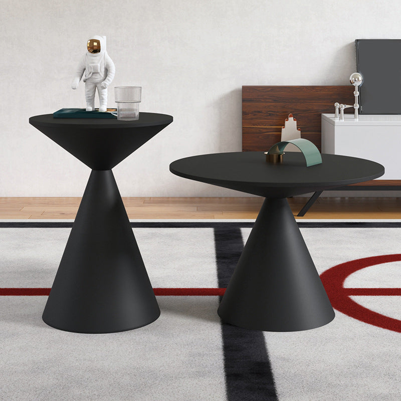 Mid-Century Modern Cocktail Table Pedestal Metal Coffee Table 24"L x 24"W x 16.5"H + 16"L x 16"W x 22"H Black Clearhalo 'Coffee & Accent Tables' 'Coffee Tables' 'coffee_tables' 'furn' 'furn_coffee_tables' 'Furniture' 'Living Room Furniture' 6099577
