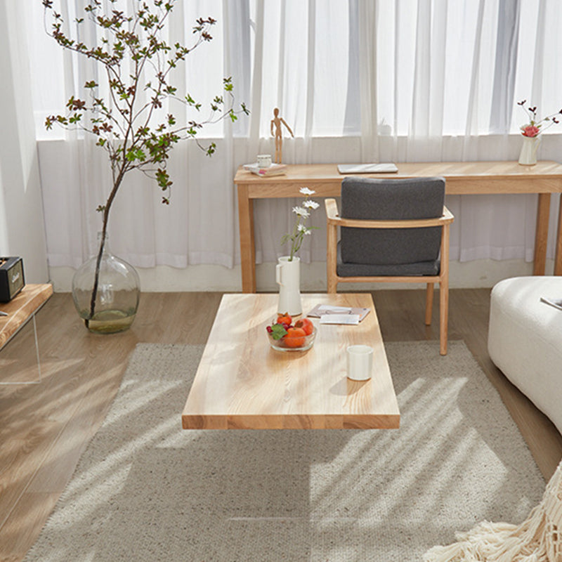 Scandinavian Rectangle Coffee Table with Solid Wood Top and 2 Acrylic Legs Clearhalo 'Coffee & Accent Tables' 'Coffee Tables' 'coffee_tables' 'furn' 'furn_coffee_tables' 'Furniture' 'Living Room Furniture' 6099583