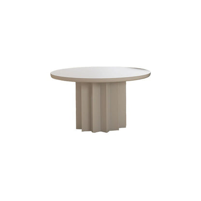 Contemporary Solid Wood Pedestal Cocktail Table Round Single Coffee Table