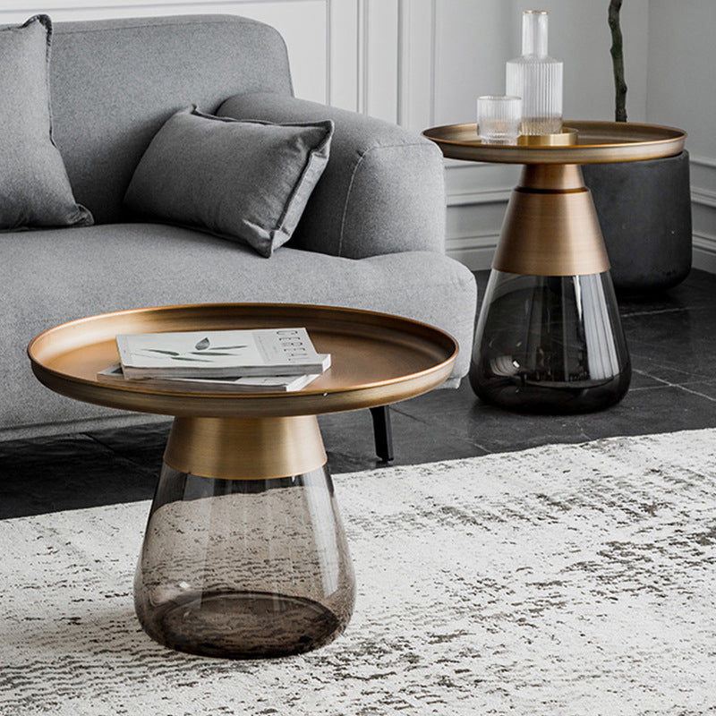 Mid-Century Modern Pedestal Glass Round Storage Single Coffee Table Clearhalo 'Coffee & Accent Tables' 'Coffee Tables' 'coffee_tables' 'furn' 'furn_coffee_tables' 'Furniture' 'Living Room Furniture' 6099633