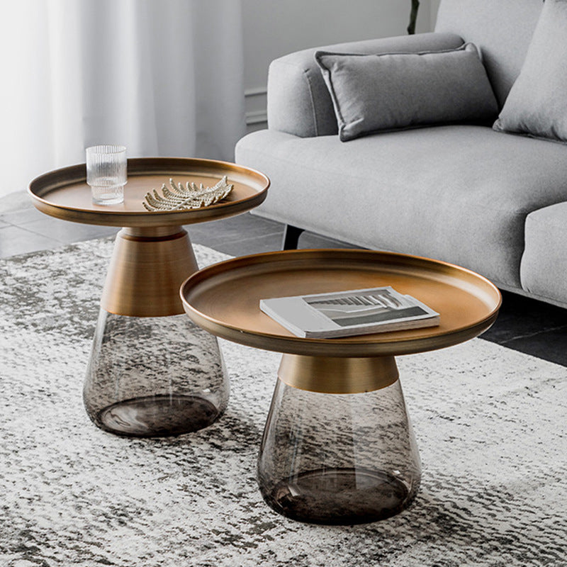 Mid-Century Modern Pedestal Glass Round Storage Single Coffee Table Clearhalo 'Coffee & Accent Tables' 'Coffee Tables' 'coffee_tables' 'furn' 'furn_coffee_tables' 'Furniture' 'Living Room Furniture' 6099637