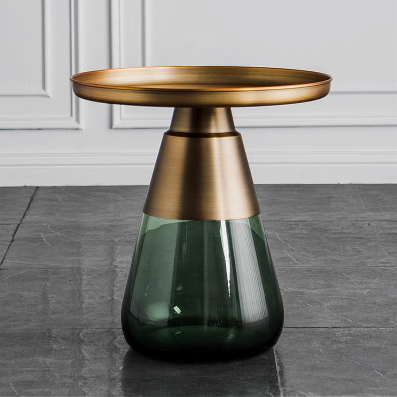 Mid-Century Modern Pedestal Glass Round Storage Single Coffee Table 19.7"L x 19.7"W x 19.7"H Green Clearhalo 'Coffee & Accent Tables' 'Coffee Tables' 'coffee_tables' 'furn' 'furn_coffee_tables' 'Furniture' 'Living Room Furniture' 6099638