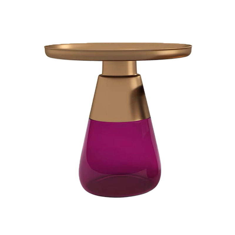 Mid-Century Modern Pedestal Glass Round Storage Single Coffee Table 19.7"L x 19.7"W x 19.7"H Purple Clearhalo 'Coffee & Accent Tables' 'Coffee Tables' 'coffee_tables' 'furn' 'furn_coffee_tables' 'Furniture' 'Living Room Furniture' 6099640