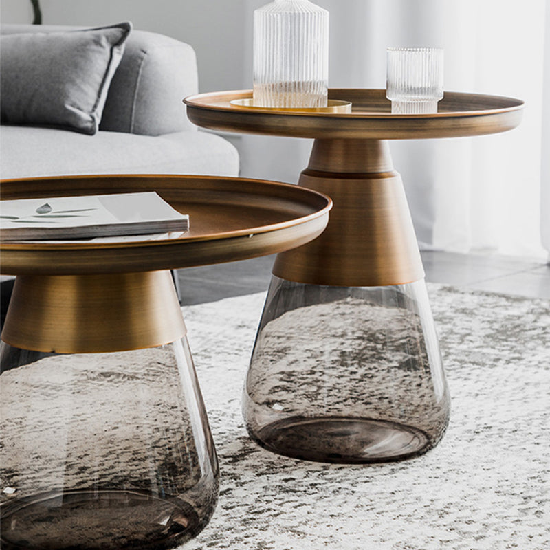 Mid-Century Modern Pedestal Glass Round Storage Single Coffee Table Clearhalo 'Coffee & Accent Tables' 'Coffee Tables' 'coffee_tables' 'furn' 'furn_coffee_tables' 'Furniture' 'Living Room Furniture' 6099645