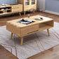 Mesa de centro individual rectangular de madera maciza contemporánea con estante de almacenamiento