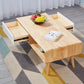 Mesa de centro individual rectangular de madera maciza contemporánea con estante de almacenamiento