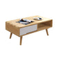 Mesa de centro individual rectangular de madera maciza contemporánea con estante de almacenamiento