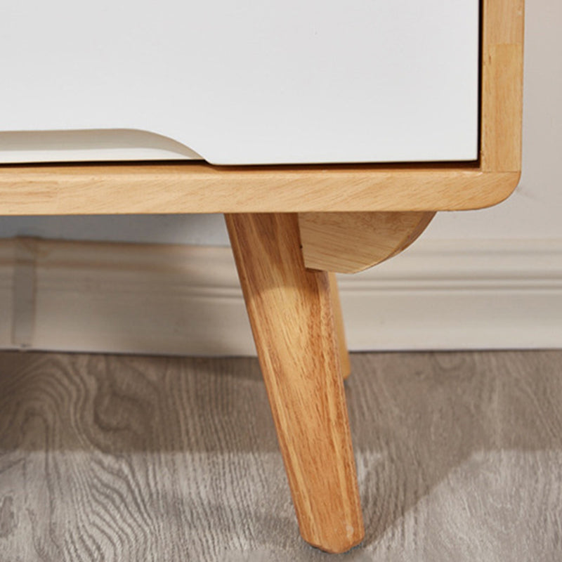Mesa de centro individual rectangular de madera maciza contemporánea con estante de almacenamiento