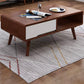 Mesa de centro individual rectangular de madera maciza contemporánea con estante de almacenamiento