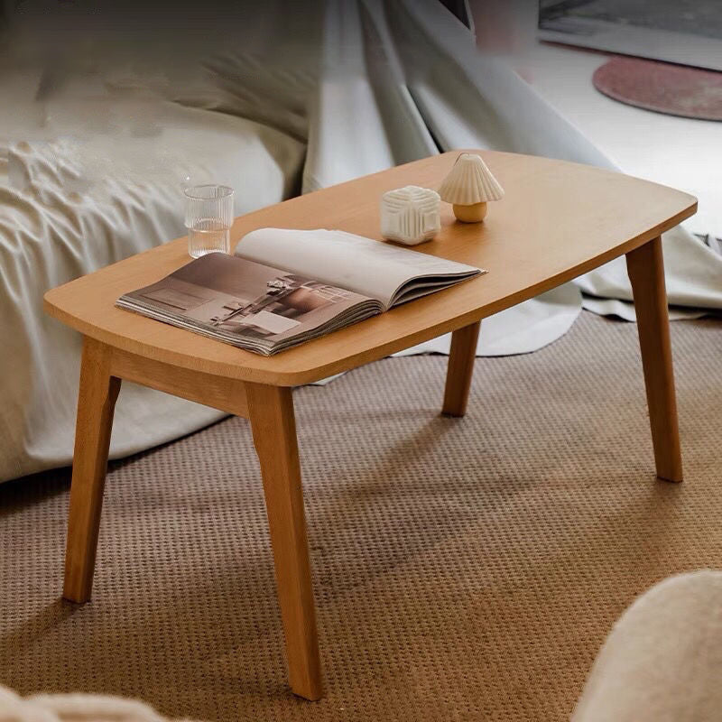 Zeitgenössischer rechteckiger, klappbarer Einzel-Couchtisch aus Massivholz