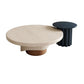 Contemporary Cocktail Table Pedestal Solid Wood Round Coffee Table 27.5"L x 27.5"W x 14"H + 20"L x 20"W x 16"H Blue-Brown Clearhalo 'Coffee & Accent Tables' 'Coffee Tables' 'coffee_tables' 'furn' 'furn_coffee_tables' 'Furniture' 'Living Room Furniture' 6099681
