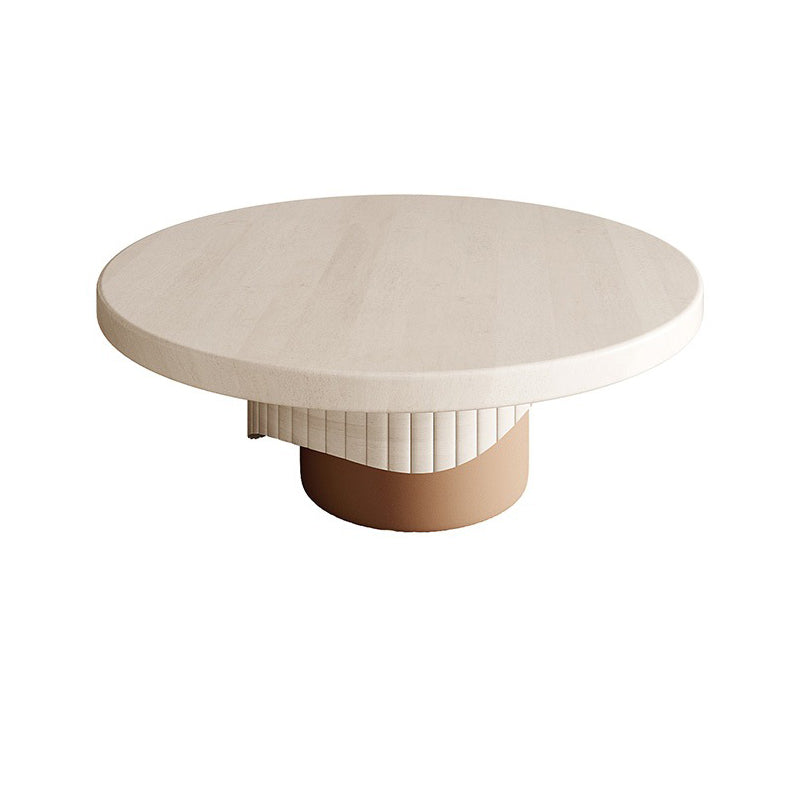 Contemporary Cocktail Table Pedestal Solid Wood Round Coffee Table Brown Clearhalo 'Coffee & Accent Tables' 'Coffee Tables' 'coffee_tables' 'furn' 'furn_coffee_tables' 'Furniture' 'Living Room Furniture' 6099694
