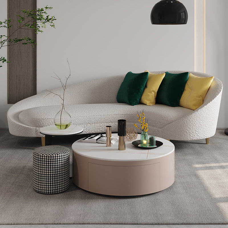 Stoffkrümmungssofa zeitgenössischer, abgerissene Armsofa mit vier Kissen