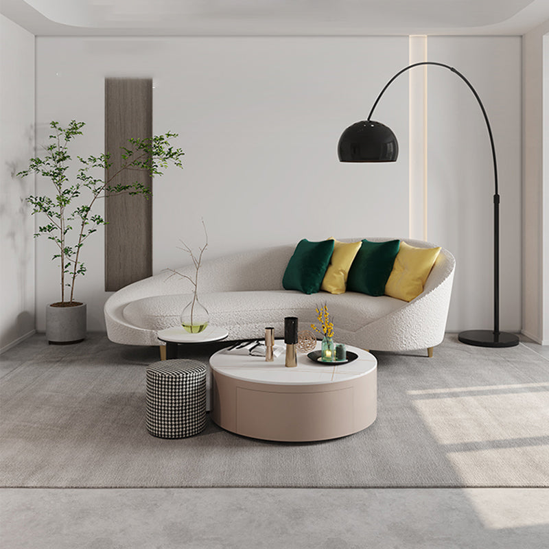 Stoffkrümmungssofa zeitgenössischer, abgerissene Armsofa mit vier Kissen