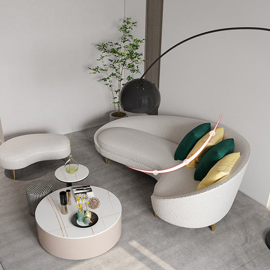 Fabric Curved Sofa Contemporary Sloped Arm Sofa with Four Pillows