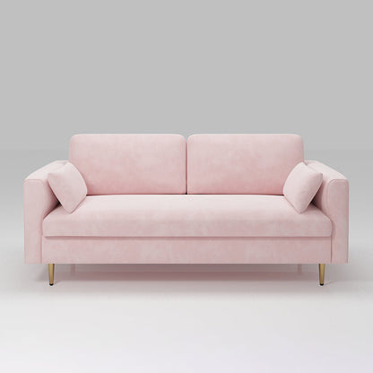 Contemporary Cushions Standard Sofa Velvet Tuxedo Arm Sofa with Pillows