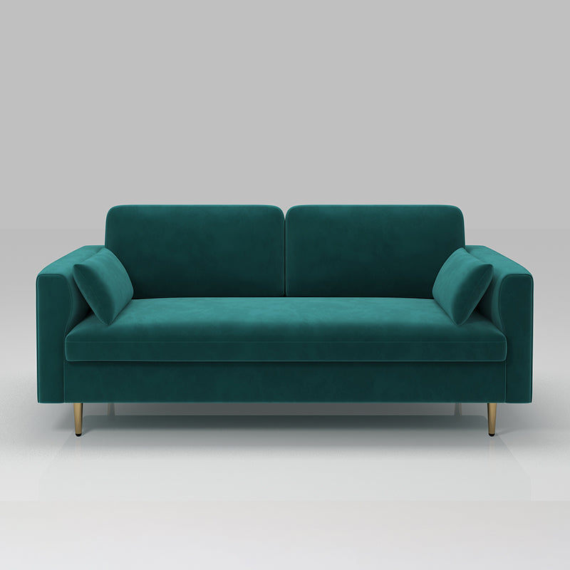 Contemporary Cushions Standard Sofa Velvet Tuxedo Arm Sofa with Pillows