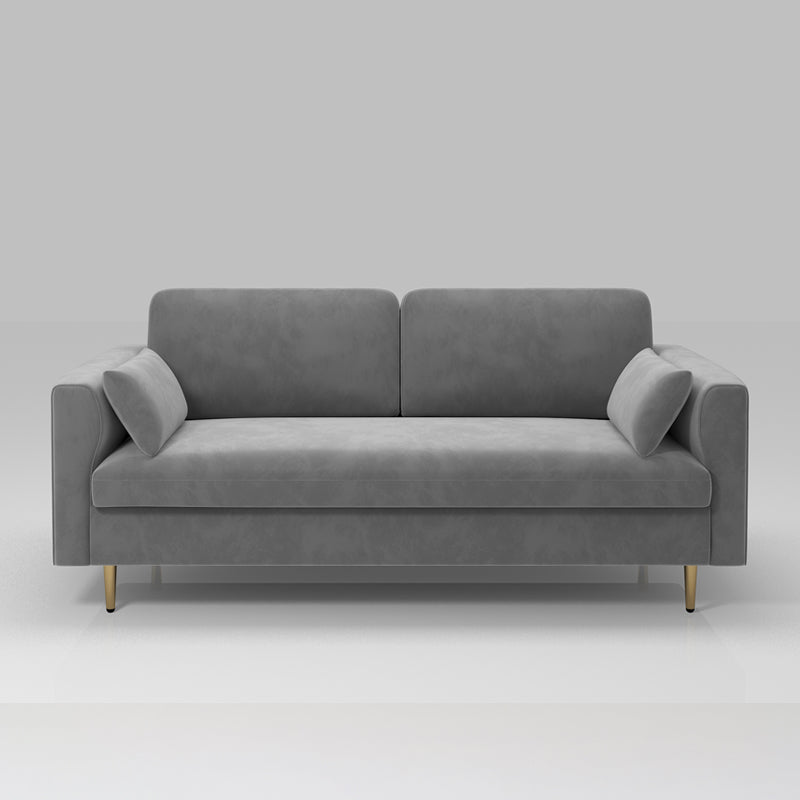 Contemporary Cushions Standard Sofa Velvet Tuxedo Arm Sofa with Pillows