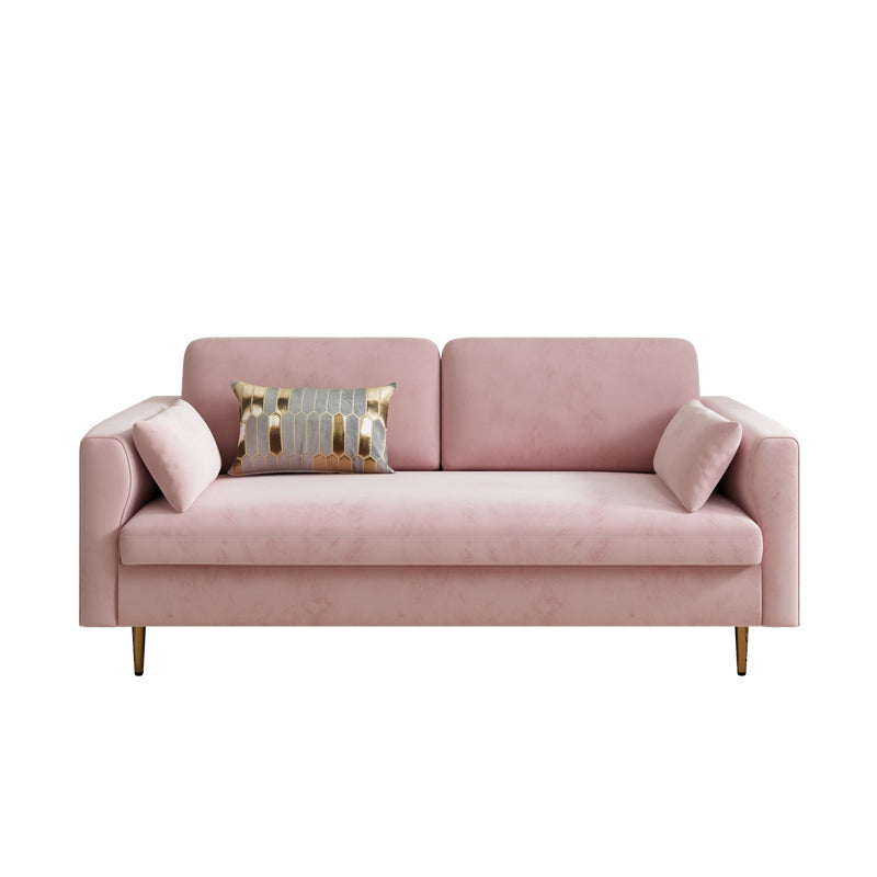 Contemporary Cushions Standard Sofa Velvet Tuxedo Arm Sofa with Pillows