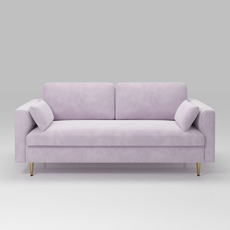 Contemporary Cushions Standard Sofa Velvet Tuxedo Arm Sofa with Pillows