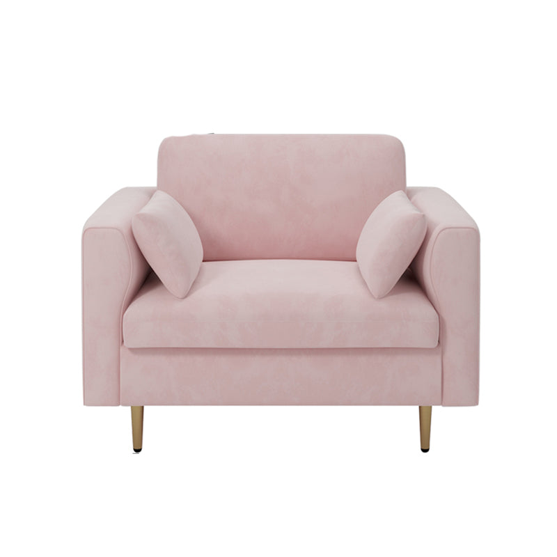 Contemporary Cushions Standard Sofa Velvet Tuxedo Arm Sofa with Pillows