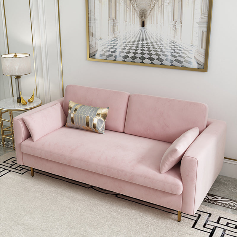 Contemporary Cushions Standard Sofa Velvet Tuxedo Arm Sofa with Pillows