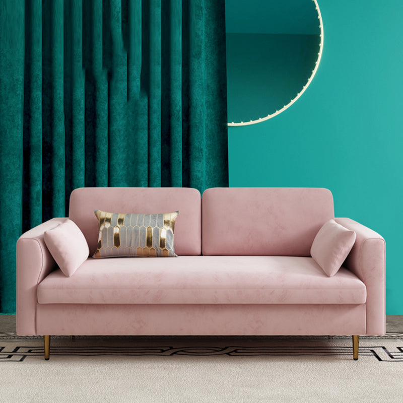 Contemporary Cushions Standard Sofa Velvet Tuxedo Arm Sofa with Pillows