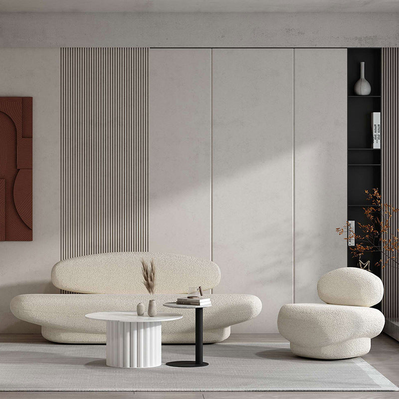 Dichiarazione di divano curvo in stile moderno di lana in beige