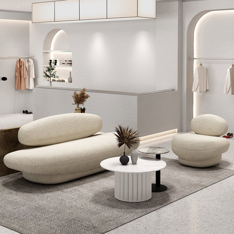 Dichiarazione di divano curvo in stile moderno di lana in beige