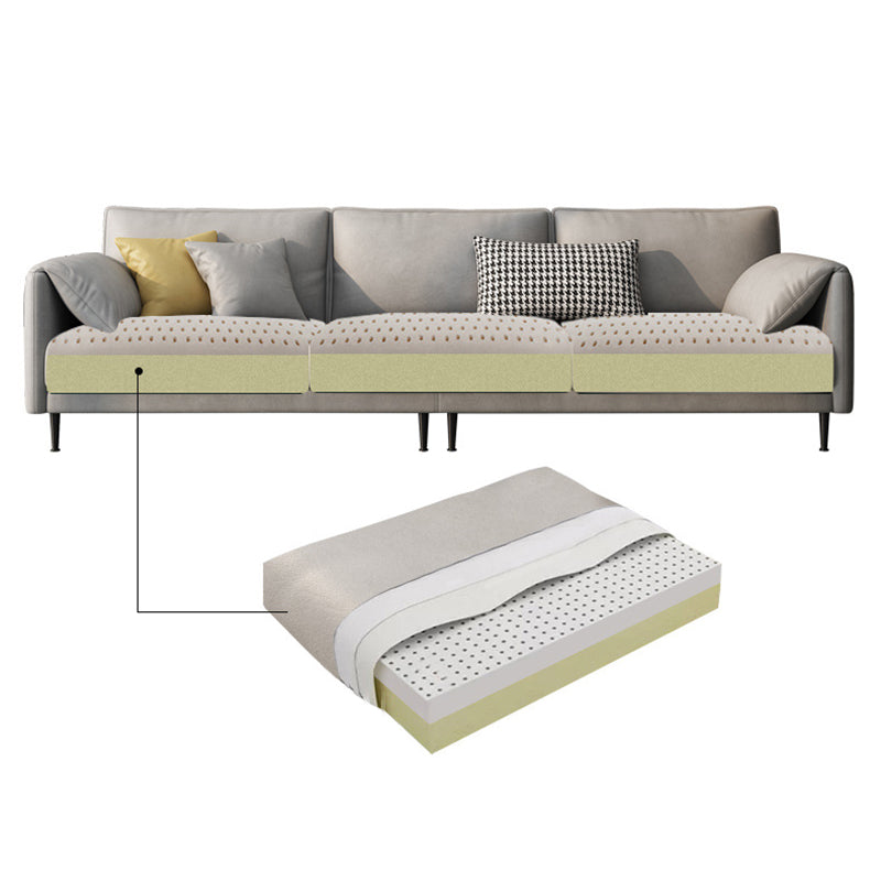 フェイクレザークッションソファコンテンポラリーピロートップアーム標準ソファ