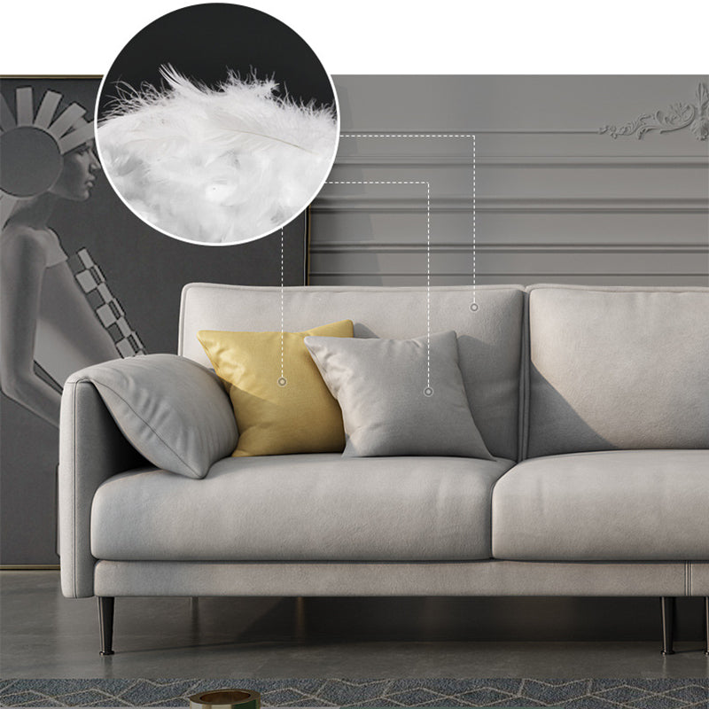 フェイクレザークッションソファコンテンポラリーピロートップアーム標準ソファ