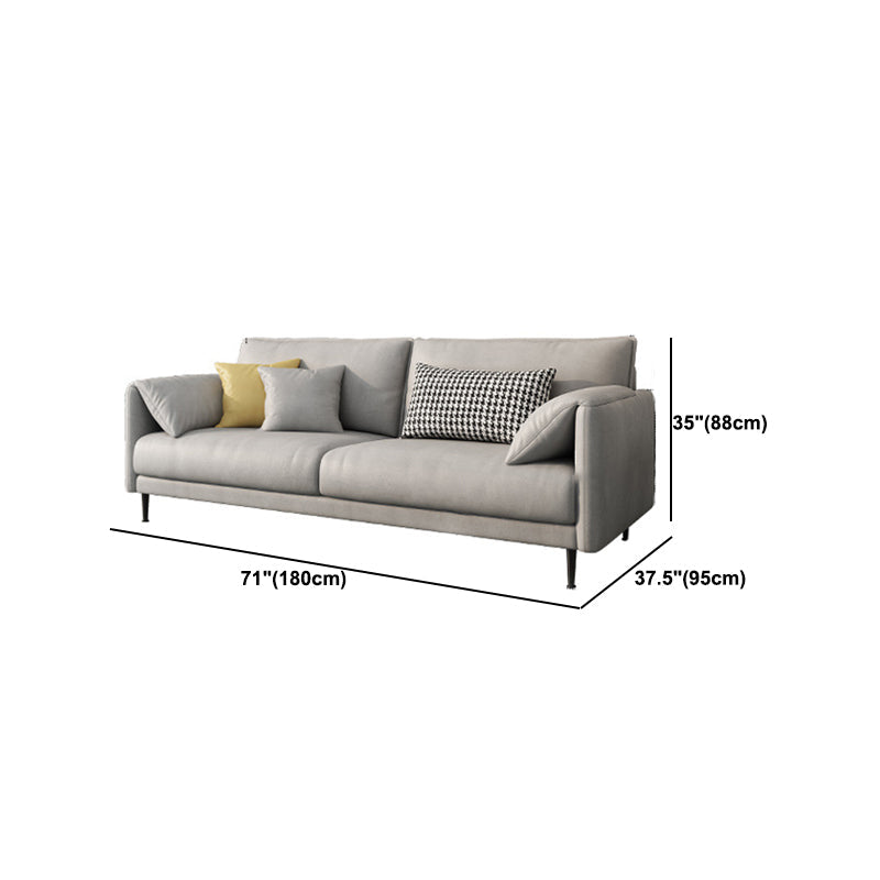 フェイクレザークッションソファコンテンポラリーピロートップアーム標準ソファ