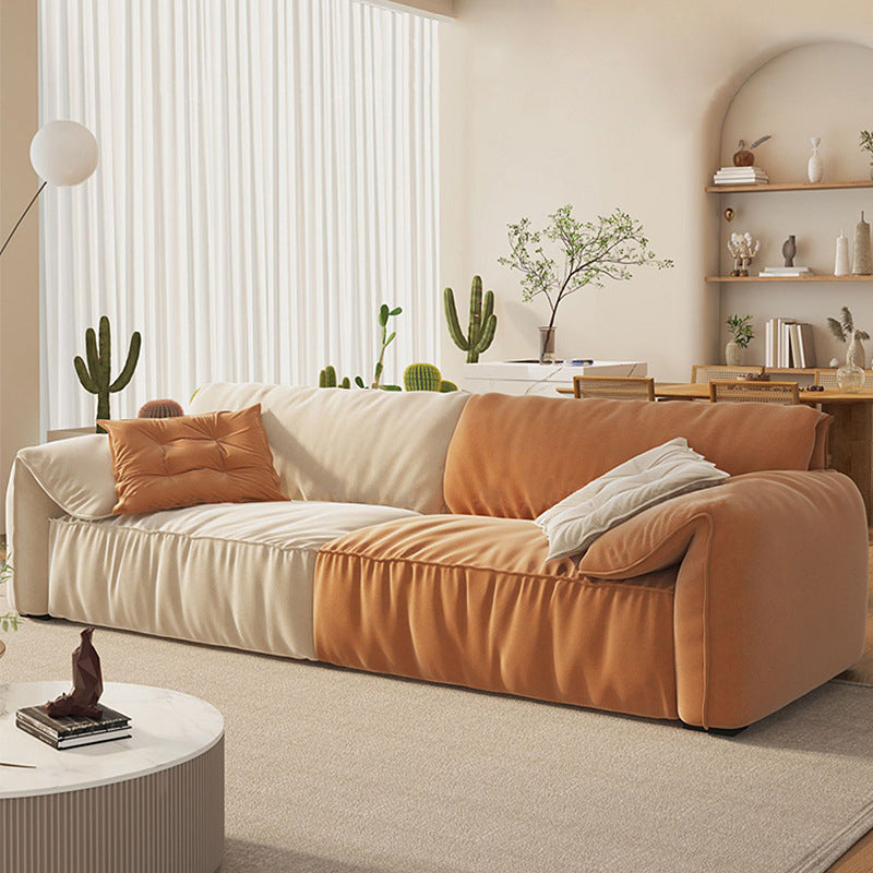 Contemporary Faux Leather Pillow Top Arm Sofa 2 Seater Stain Resistant Settee