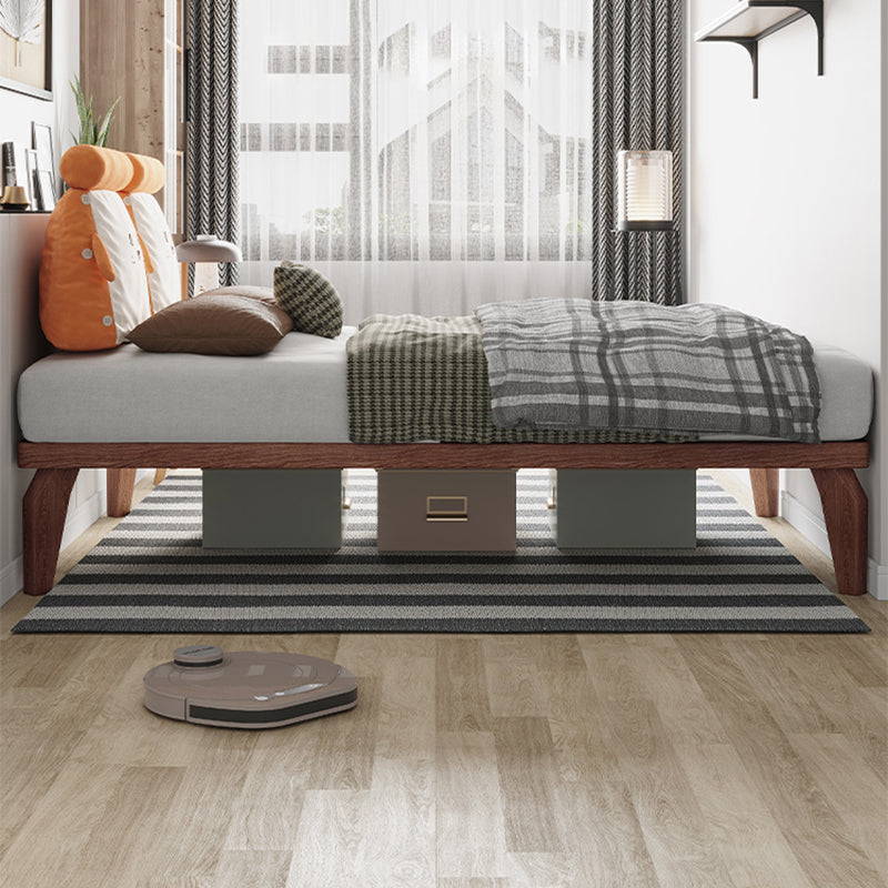 Ash 13.38" High Standard Bed with Custom Gold Legs Brown Bed Without Headboard